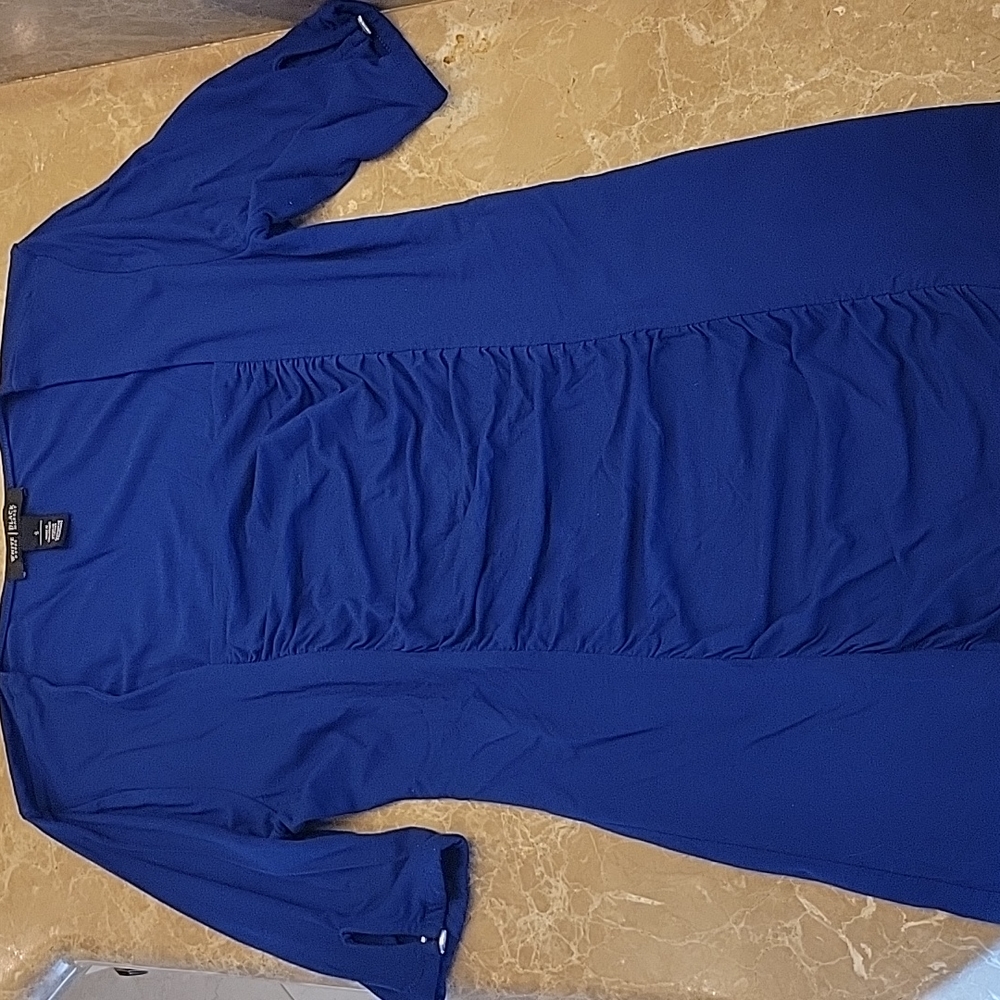 *White House Black Market Cobalt Blue Square Neckline w/ Ruched Front Design, S.